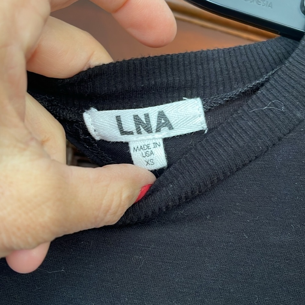 LNA keyhole back Poofed sleeve crewneck top size xs - Picture 3 of 5